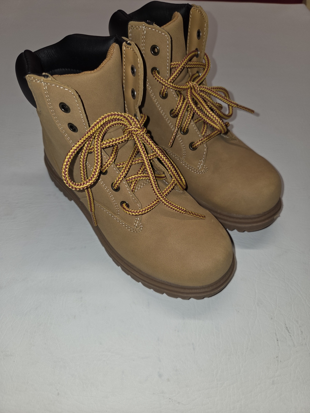 Kids Tan Lace-Up Outdoor Boots - Durable Everyday Footwear